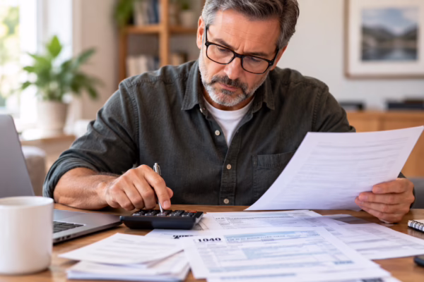 man doing taxes and wondering is ssdi taxable for disability benefits